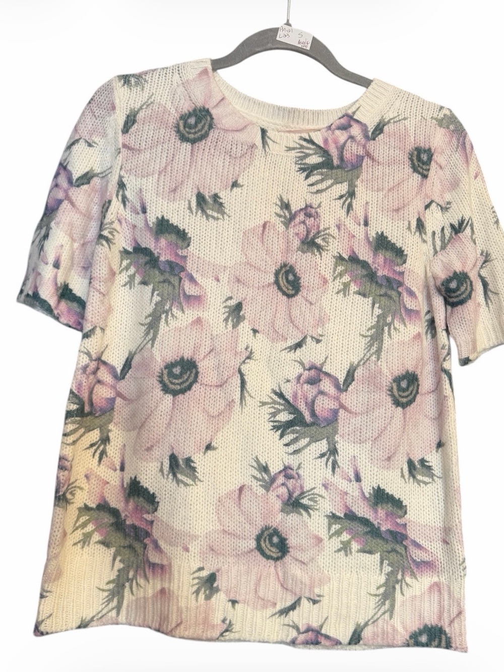 Philosophy Floral Knit Short-Sleeve Top - Pink/White NWT